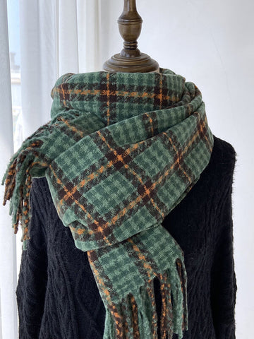 Airchics écharpe carreaux avec frange femme vintage